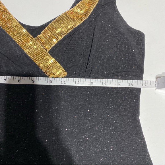 J K L A California Women’s Sleeveless Sparkle Black & Gold top size XL - Picture 8 of 11